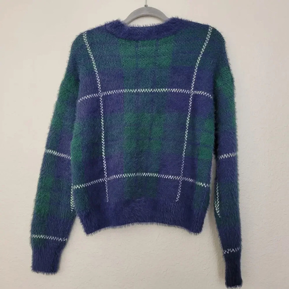 SO Goods For Life Women's Pullover Sweater L Blue and Green Nylon Long Sleeves - Picture 3 of 7